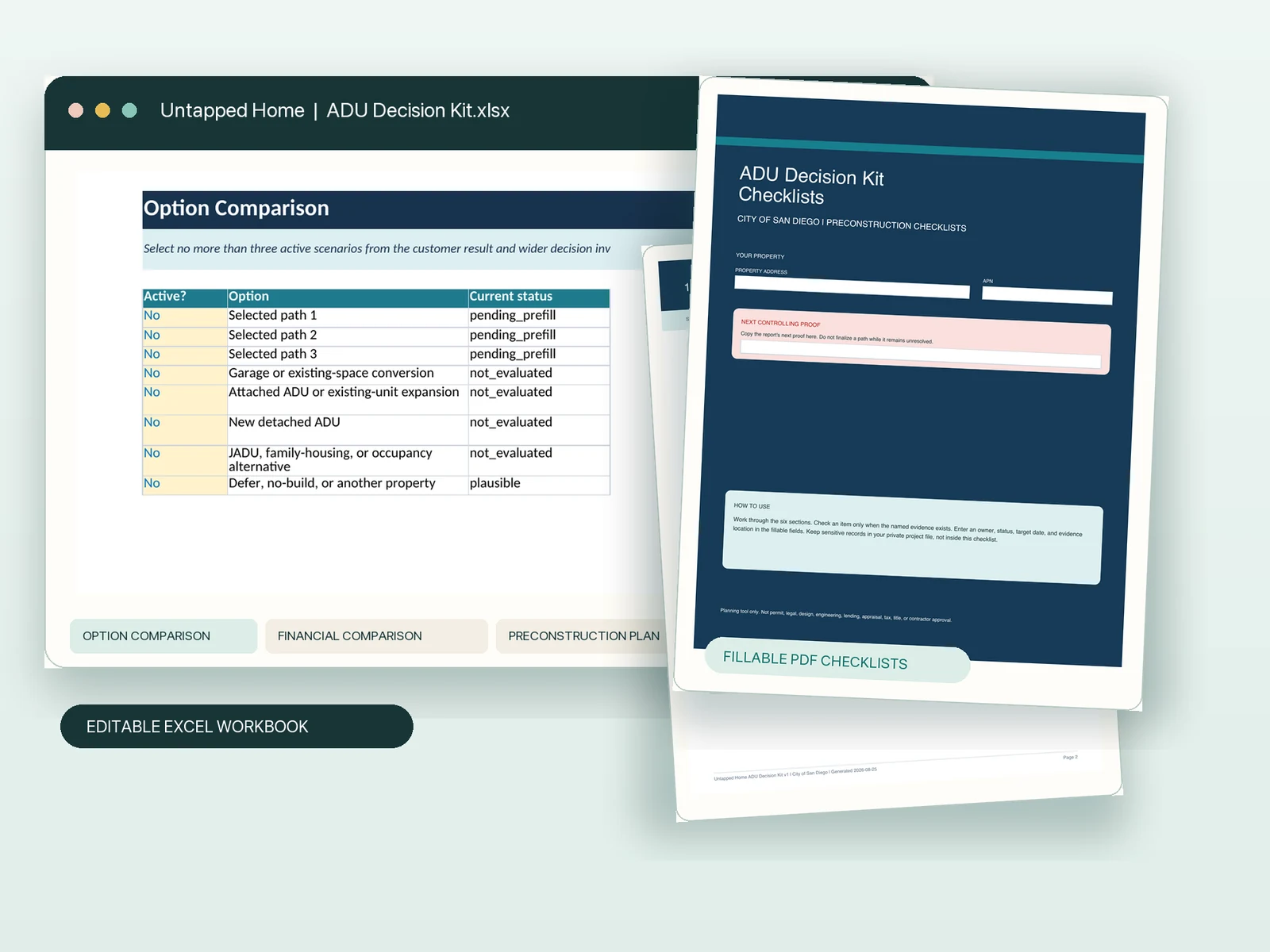 The ADU Decision Kit workbook and planning checklists